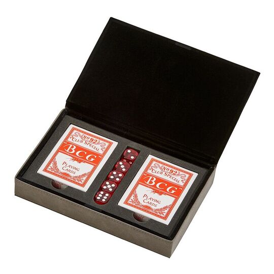 Grey Leatherette Playing Card 2 Deck Set